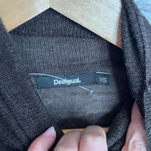 Desigual long freya sweater brown turtleneck floral size xs - Picture 5 of 8